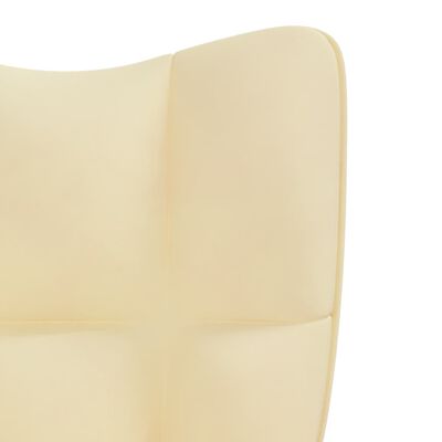 vidaXL Relaxing Chair with a Stool Cream White Velvet