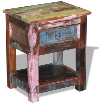 vidaXL Side Table with 1 Drawer Solid Reclaimed Wood 17"x13"x20"