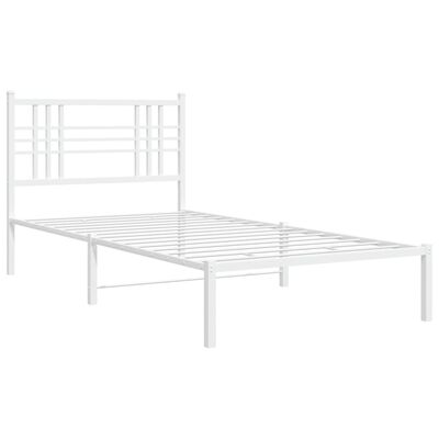 vidaXL Metal Bed Frame with Headboard White 39.4"x78.7"