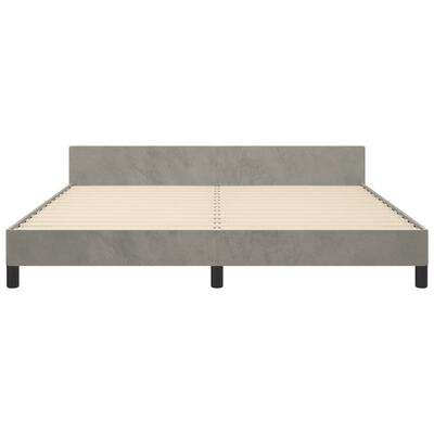 vidaXL Bed Frame with Headboard Light Gray 59.8"x79.9" Queen Velvet