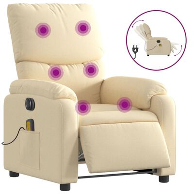 vidaXL Electric Massage Recliner Chair Cream Fabric