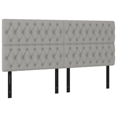 vidaXL LED Headboard Light Gray 63"x2.8"x46.5"/50.4" Fabric