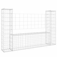 vidaXL U-shape Gabion Basket with 2 Posts Iron 55.1"x7.9"x39.4"