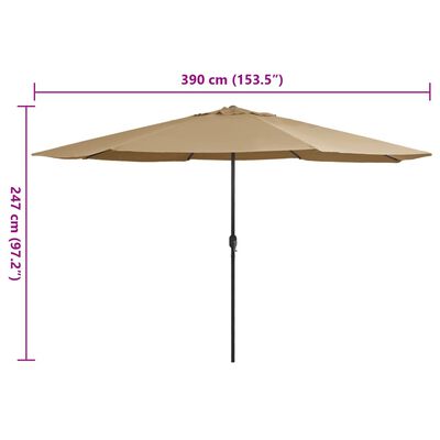 vidaXL Garden Parasol with Metal Pole 153.5" Taupe