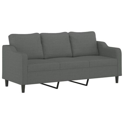 vidaXL 3-Seater Sofa with Footstool Dark Gray 70.9" Fabric