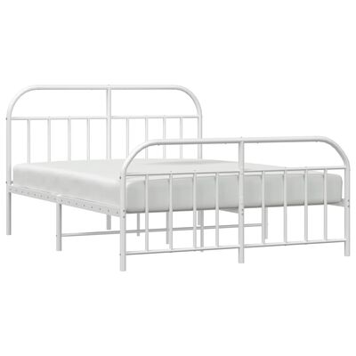 vidaXL Metal Bed Frame without Mattress with Footboard White 72"x83.9"