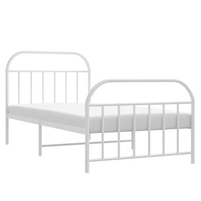 vidaXL Metal Bed Frame without Mattress with Footboard White 39.4"x78.7"