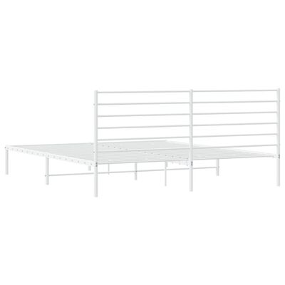 vidaXL Metal Bed Frame with Headboard White 72"x83.9" California King