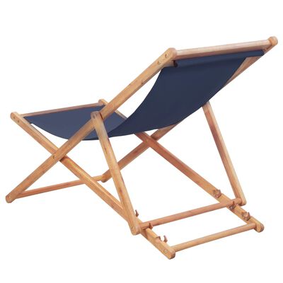 vidaXL Folding Beach Chair Fabric and Wooden Frame Blue