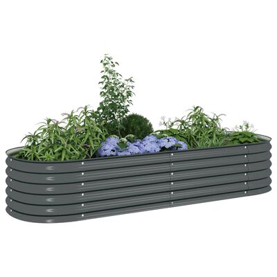 vidaXL Garden Raised Bed 94.5"x31.5"x17.3" Galvanized Steel Gray