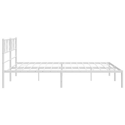 vidaXL Metal Bed Frame without Mattress with Headboard White 72"x83.9"