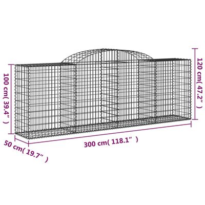 vidaXL Arched Gabion Baskets 9 pcs 118.1"x19.7"x39.4"/47.2" Galvanized Iron