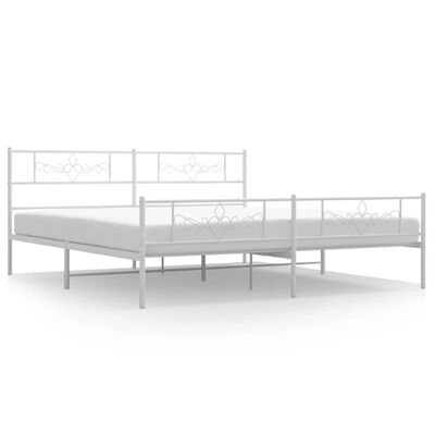 vidaXL Metal Bed Frame without Mattress with Footboard White 76"x79.9"