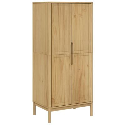 vidaXL Wardrobe FLORO Wax Brown 30.3"x20.9"x67.3" Solid Wood Pine