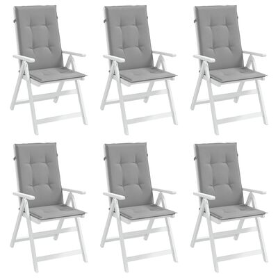 vidaXL Garden Highback Chair Cushions 6 pcs Gray 47.2"x19.7"x1.2" Fabric