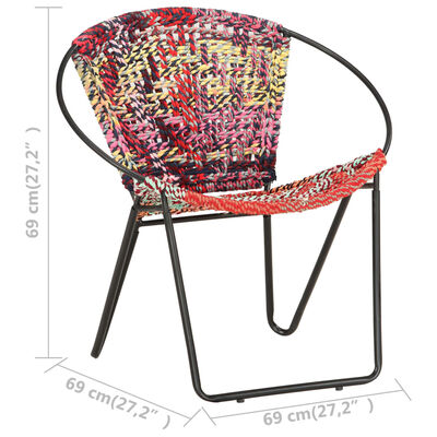 vidaXL Circle Chair Multicolors Chindi Fabric