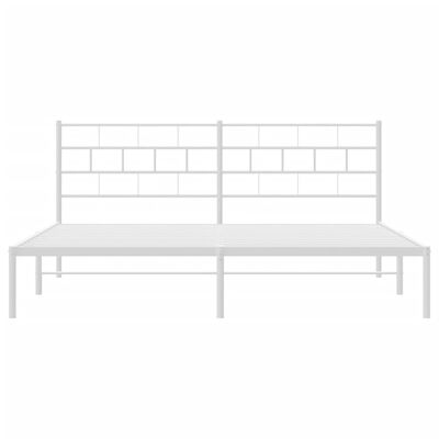 vidaXL Metal Bed Frame without Mattress with Headboard White 72"x83.9"