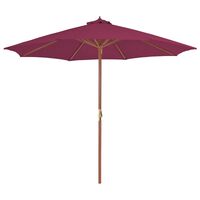 vidaXL Garden Parasol with Wooden Pole 118.2" Bordeaux Red