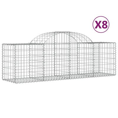 vidaXL Arched Gabion Baskets 8 pcs 78.7"x19.7"x23.6"/31.5" Galvanized Iron