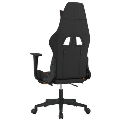 vidaXL Massage Gaming Chair with Footrest Black and Orange Fabric