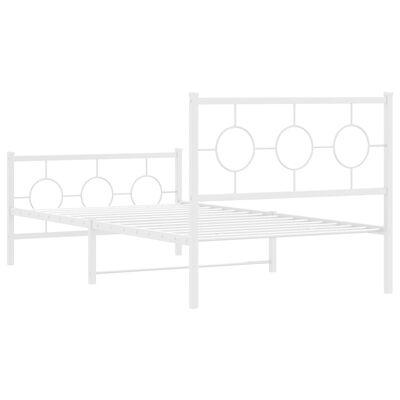 vidaXL Metal Bed Frame without Mattress with Footboard White 39.4"x78.7"