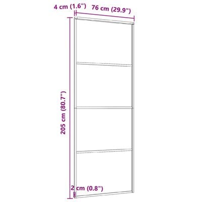 vidaXL Sliding Door Frosted ESG Glass and Aluminum 29.9"x80.7" Black