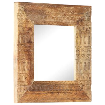 vidaXL Hand-Carved Mirror 19.7"x19.7"x1" Solid Mango Wood