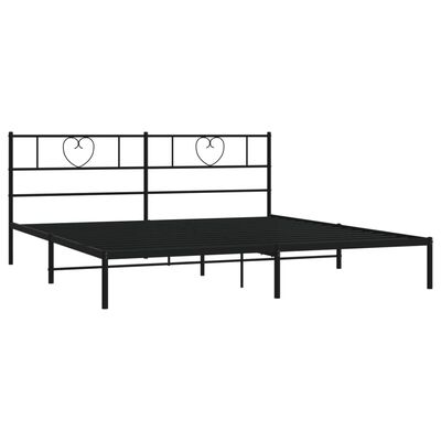 vidaXL Metal Bed Frame without Mattress with Headboard Black 76"x79.9"