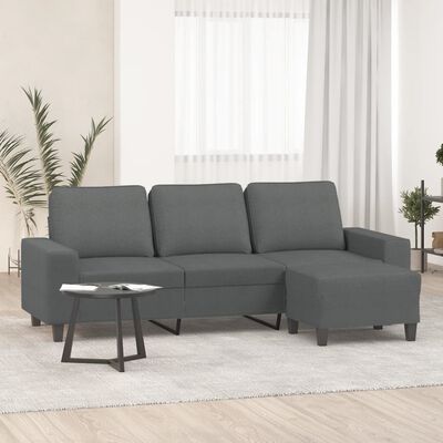 vidaXL 3-Seater Sofa with Footstool Dark Gray 70.9" Fabric