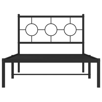 vidaXL Metal Bed Frame without Mattress with Headboard Black 39.4"x78.7"