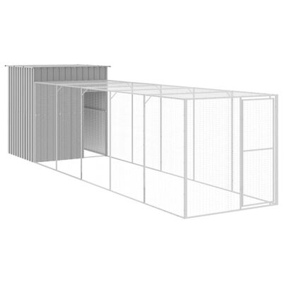 vidaXL Chicken Cage with Run Light Gray 65"x259.4"x71.3" Galvanized Steel