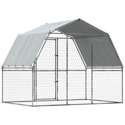 vidaXL Dog Cages with Roof and Door Silver Galvanized Steel