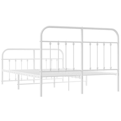 vidaXL Metal Bed Frame without Mattress with Footboard White 53.1"x74.8"