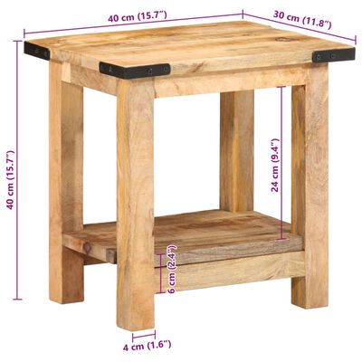 vidaXL Side Table 15.7"x11.8"x15.7" Solid Rough Wood Mango