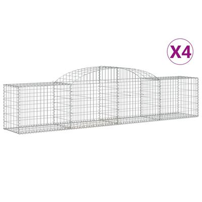 vidaXL Arched Gabion Baskets 4 pcs 118.1"x19.7"x23.6"/31.5" Galvanized Iron