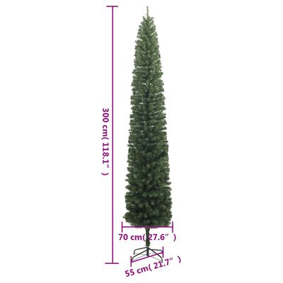 vidaXL Slim Christmas Tree with Stand 118.1" PVC