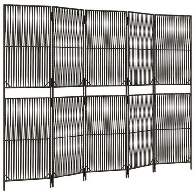 vidaXL Room Divider 5 Panels Gray Poly Rattan