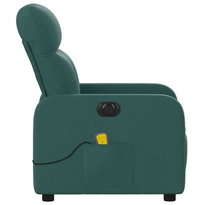 vidaXL Electric Massage Recliner Chair Dark Green Fabric