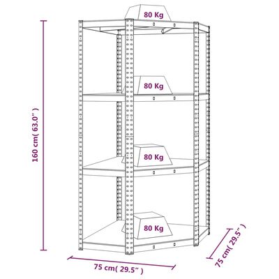 vidaXL 4-Layer Shelves 2 pcs Anthracite Steel&Engineered Wood