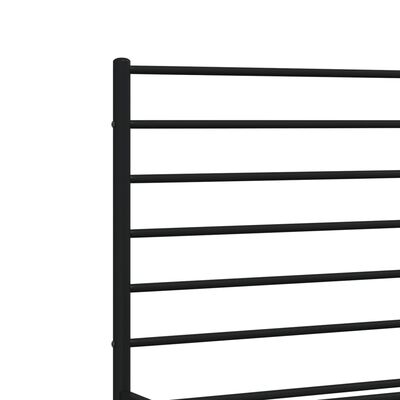 vidaXL Metal Bed Frame without Mattress with Headboard Black 53.1"x74.8"