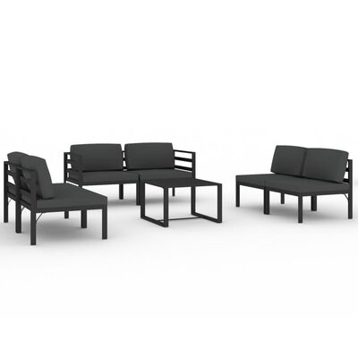 vidaXL 7 Piece Patio Lounge Set with Cushions Aluminum Anthracite