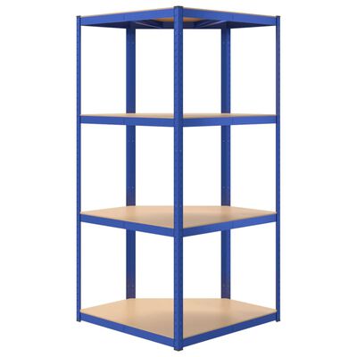 vidaXL 4-Layer Shelves 2 pcs Blue Steel&Engineered Wood