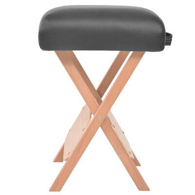 vidaXL Folding Massage Stool with 4.7" Thick Seat & 2 Bolsters Black