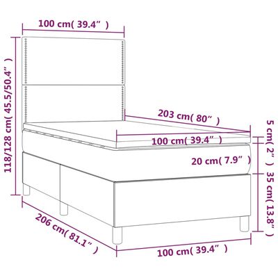 vidaXL Box Spring Bed with Mattress Dark Gray Twin XL Fabric