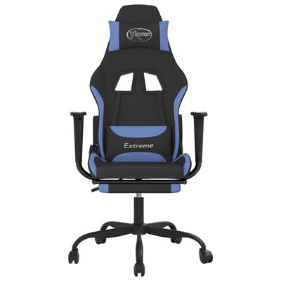 vidaXL Gaming Chair with Footrest Black and Blue Fabric