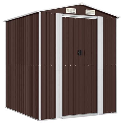 vidaXL Garden Shed Dark Brown 75.6"x75.2"x87.8" Galvanized Steel