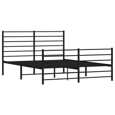 vidaXL Metal Bed Frame without Mattress with Footboard Black 59.1"x78.7"