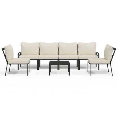 vidaXL 7 Piece Patio Lounge Set with Sand Cushions Steel