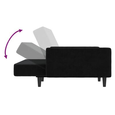 vidaXL 2-Seater Sofa Bed Black Velvet