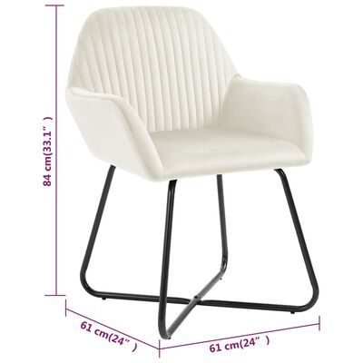 vidaXL Dining Chairs 2 pcs Cream Velvet